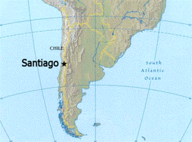 Localizao de Santiago na Amrica do Sul